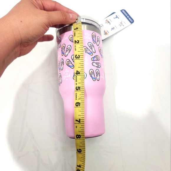 Life Is Good Flip Flops Hot/Cold 25oz Commuter Travel Mug Stainless Steel Pink‎ - Picture 7 of 8